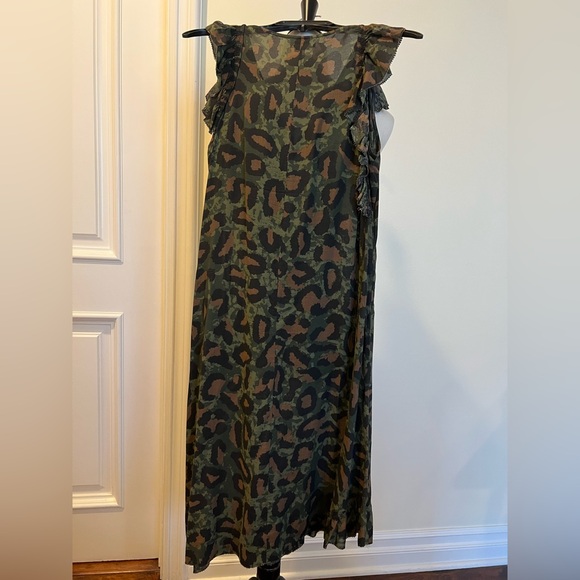 Zadig & Voltaire Green Camo & Leopard Print Dress Size X Small - Picture 4 of 7